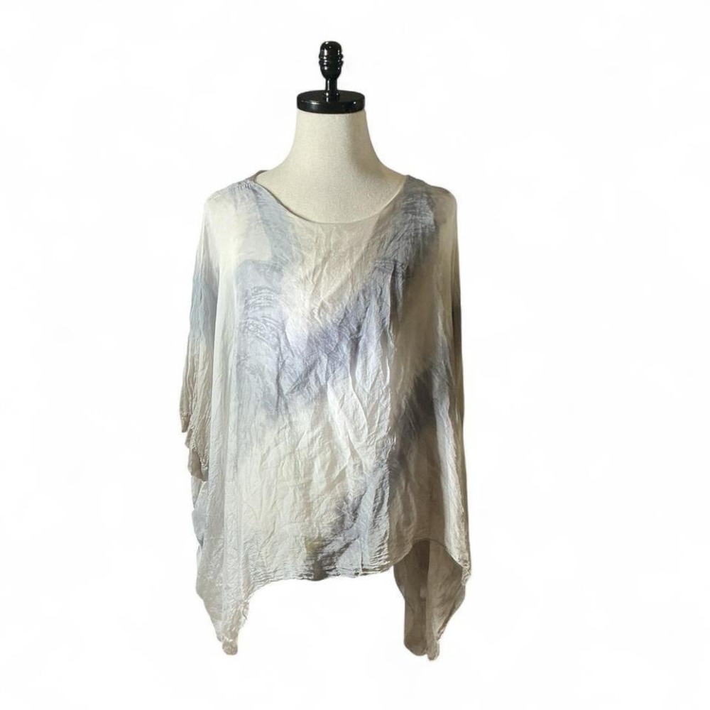 Italian Silk Viscose Tie‎ Dye Asymmetrical Whimsigoth Poncho Top Women's
